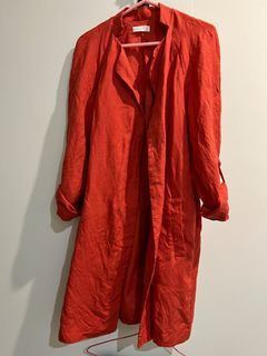Kookai rusty red tencel linen blazer 38