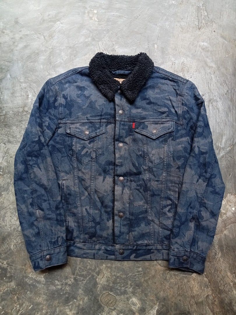 Levi's x justin timberlake sherpa camo trucker jacket black camo outlet