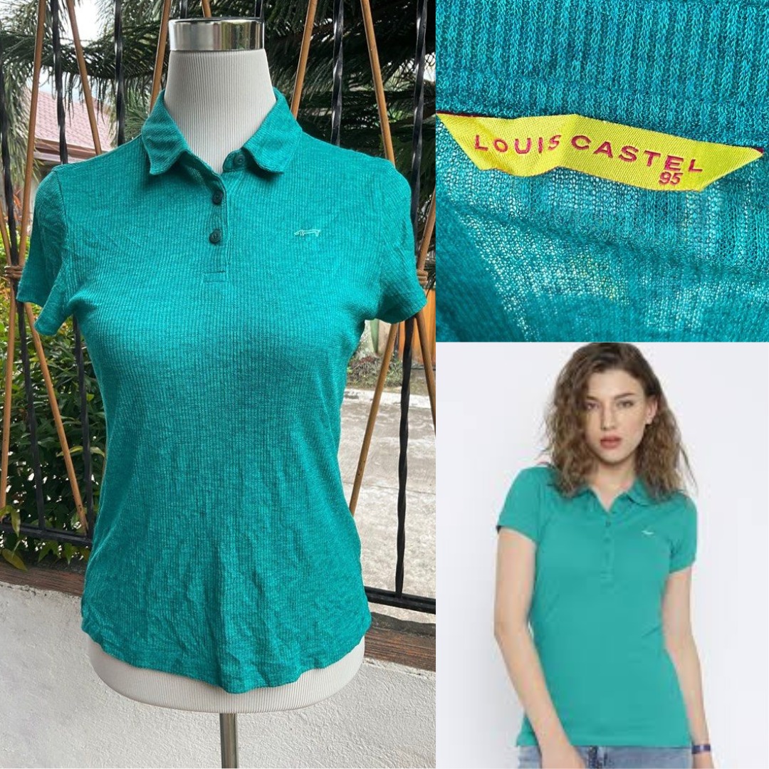Louis Castel Women's Size 90 Long Sleeve Golf Top Shirt fitted logo
