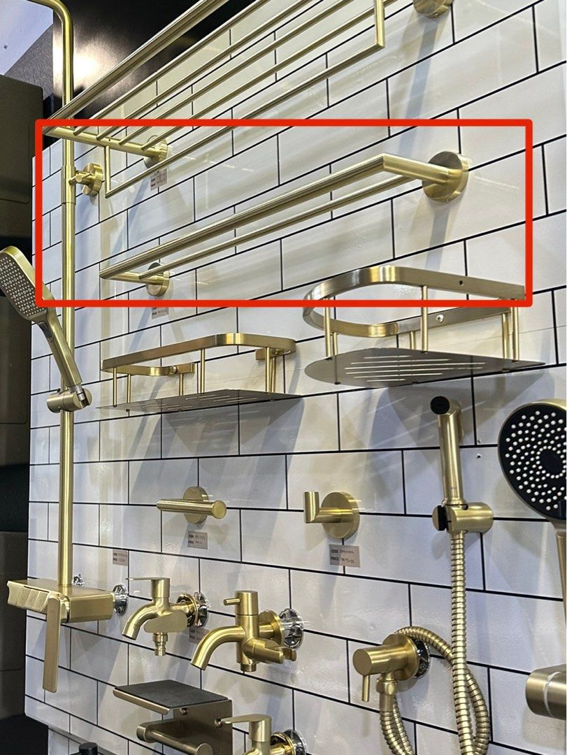 Matte Gold Gun Metal Towel Bar Double Rod Furniture Home Living Bathroom Kitchen Fixtures on Carousell
