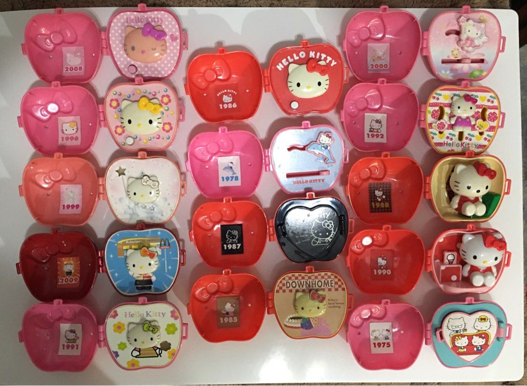 McDonalds Hello Kitty Apple Series (P100 each) (Category: Character Goods) located in Marikina City. Submitted by fabieni (Listing ID 1263818818, Image 1). Description: • 14 pcs Hello Kitty Collectibles • P100 each • In good condition • Hello Kitty Apple Series • In celebration of Mcdonald’s 35th Anniversary • Year 1975, 1978, 1985, 1986, 1987, 1988, 1990, 1991, 1992, 1996, 1999, 2000, 2008, 2009 • Please refer to the photos for the overall condi