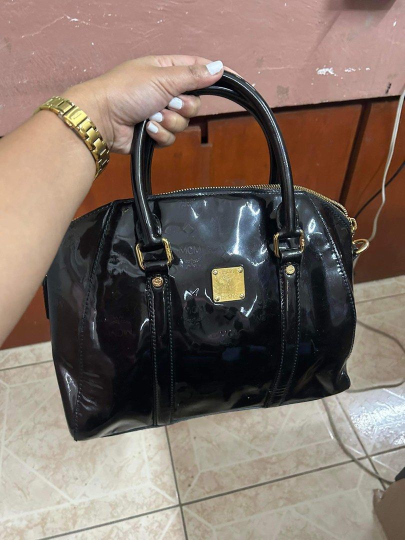 MCM, Bags, Mcm Papillon Patent Leather Handbag Black