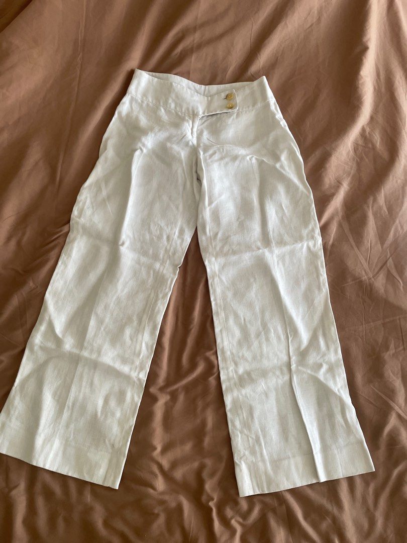 Michael kors white linen pants 2025