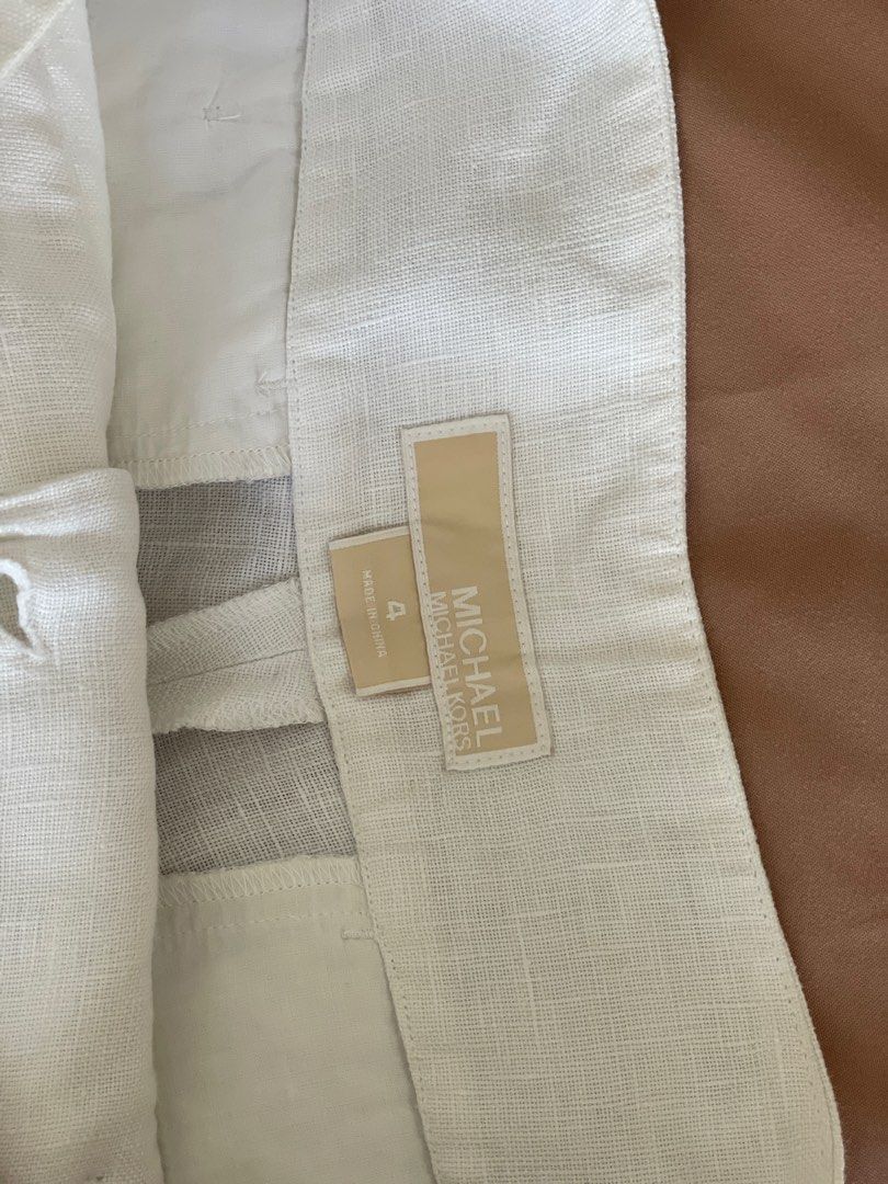 Michael Kors Linen Pants White Authentic Women s Fashion Bottoms Other Bottoms on Carousell