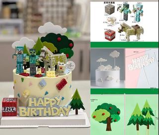 Minecraft birthday cake topper decoration toys figurine