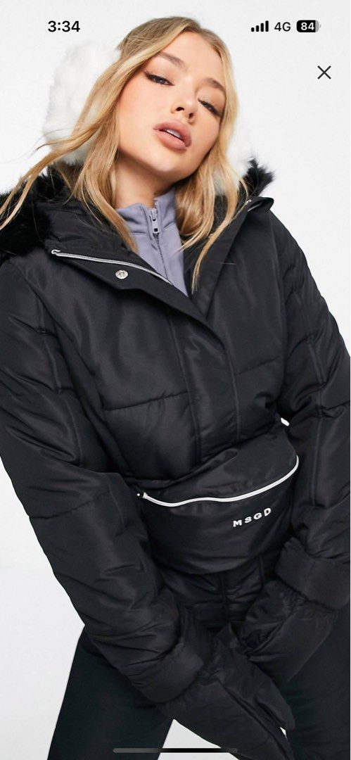 Winter Jacket Missguided sports ski jacket with bum bag