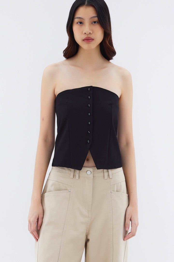 Mordeus Button Down Tube Top, Women's Fashion, Tops, Sleeveless on ...