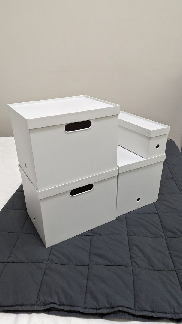 MUJI stackable file boxes w lids, Furniture & Home Living, Home