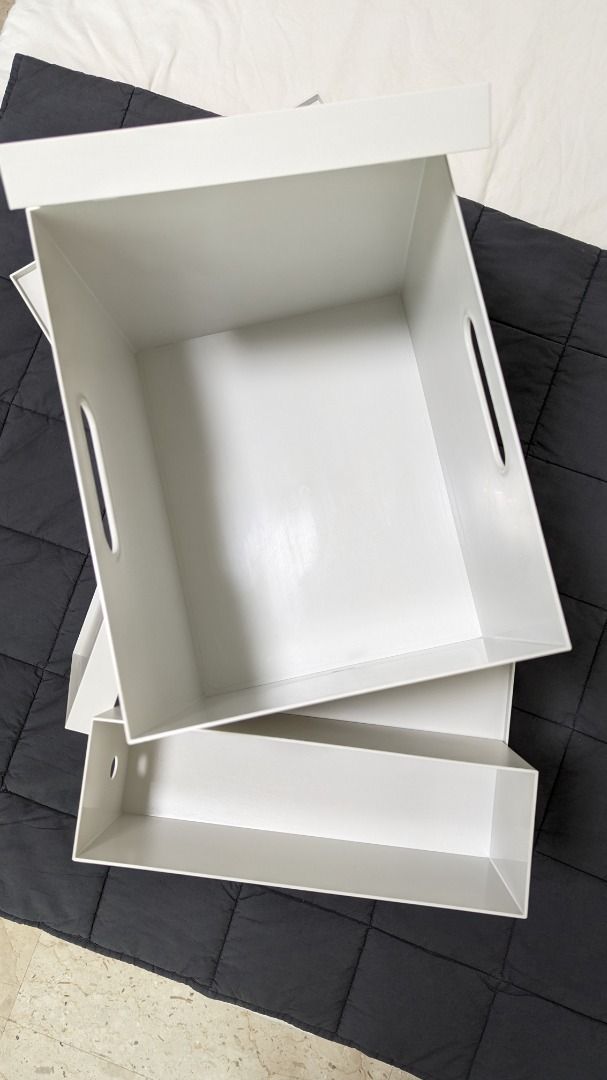 Muji stackable file boxes w lids furniture home living home