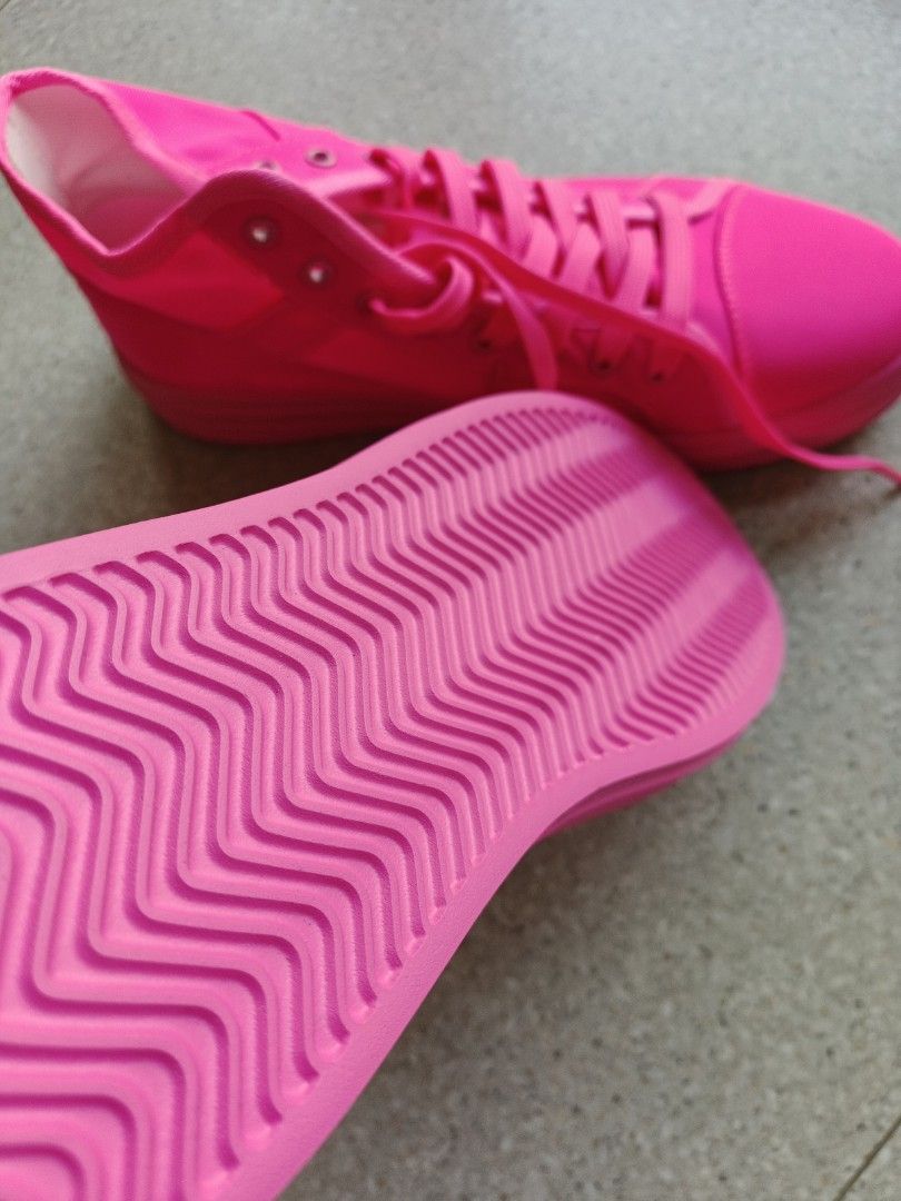 Neon Pink Lace High Cut Shoes