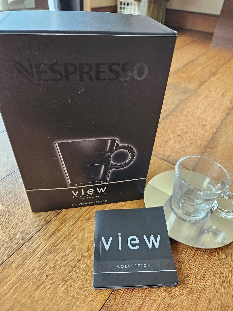Nespresso View Collection set 2 Espresso Cups and 2 Stainless Steel  Saucers