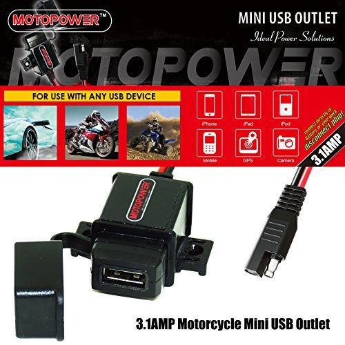 MOTOPOWER MP0609C 3.1Amp Waterproof Motorcycle Dual USB Charger Kit SAE to  USB Adapter Cable Phone Tablet GPS Charger (SAE to Dual USB Adapter)