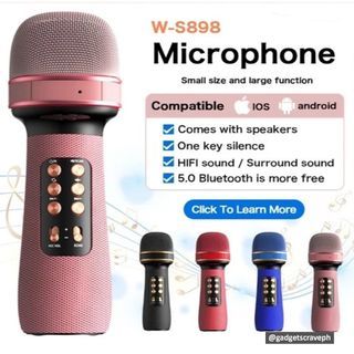NEWEST MODEL!! WS-898 Professional 2-in-1 Wireless Bluetooth Portable Karaoke Mic with Speaker