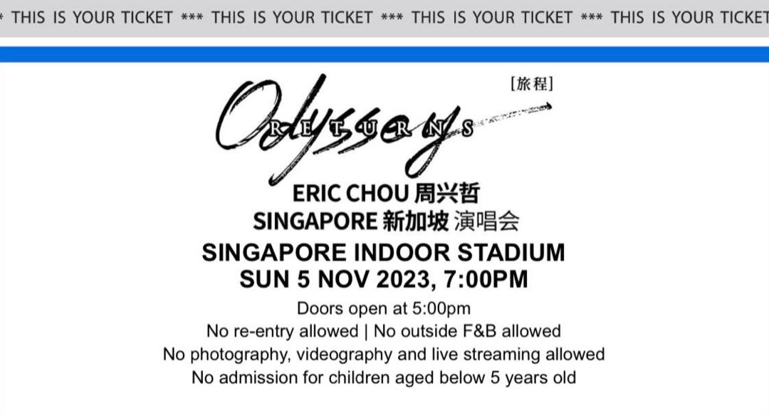 Odyssey Eric Chou VIP tickets, Tickets & Vouchers, Event Tickets on