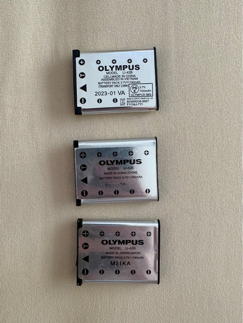 Olympus battery Li42b 3pcs, Photography, Photography Accessories