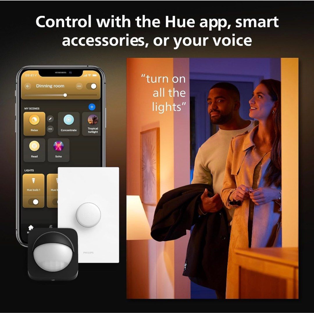 Philips Hue Smart Wireless Dimmer Switch V2 (Installation-Free, Exclusive  for Philips Hue Lights) for Indoor Home Lighting, Livingroom, Bedroom