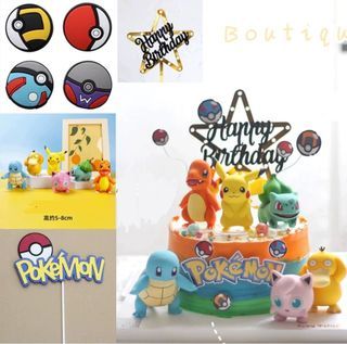 Pokemon set pikachu birthday cake topper decoration toys figurine