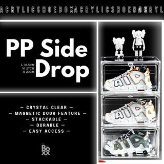 PREMIUM Acrylic SIDE Drop Shoe Box