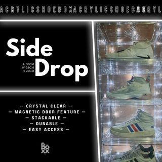 PREMIUM Acrylic SIDE drop Shoe Box