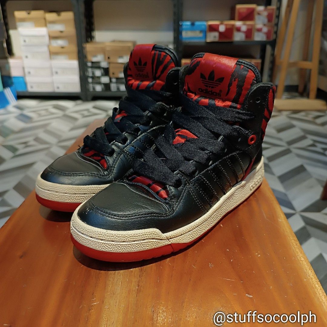 Adidas high tops red and black hotsell