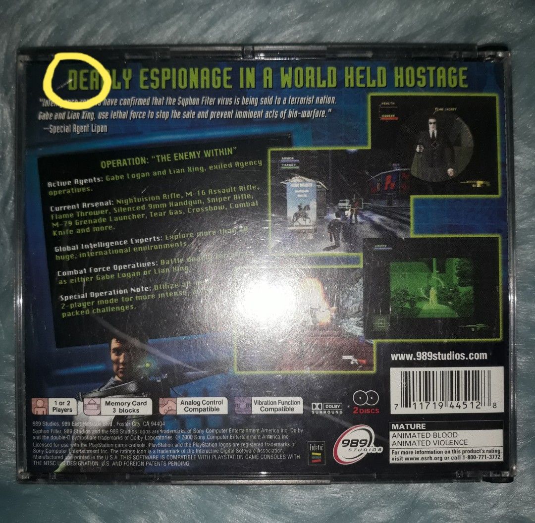 Syphon Filter Original Disc / Game for PSX / PS1 NTSC 