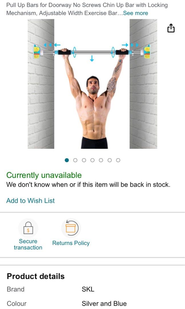 Pull up bar deals doorway no screws