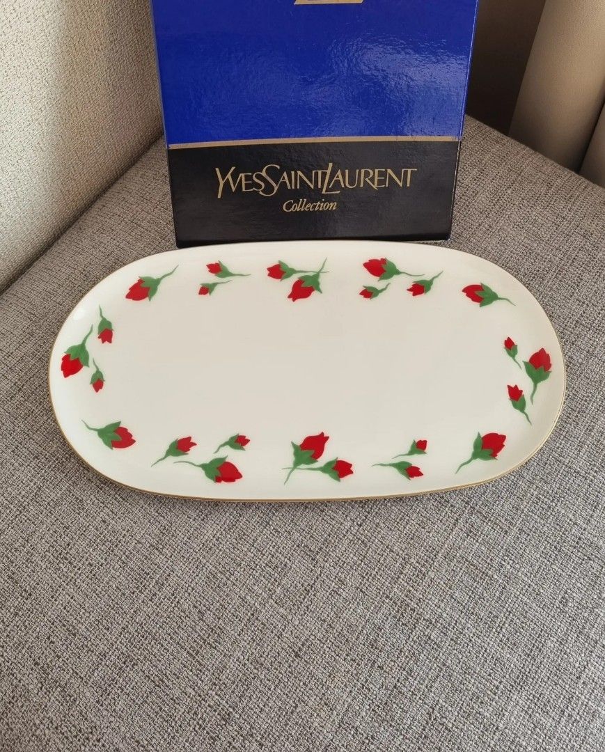 Rare YSL Rose Bud Long Plate, Furniture & Home Living, Kitchenware