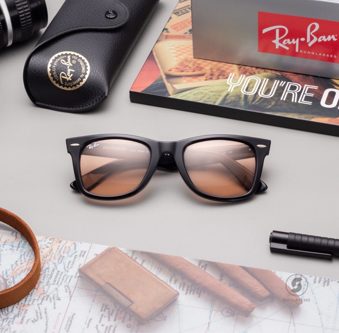 Ray Ban Wayfarer Light Red Lense RB2140F 601 4B Rayban Men s