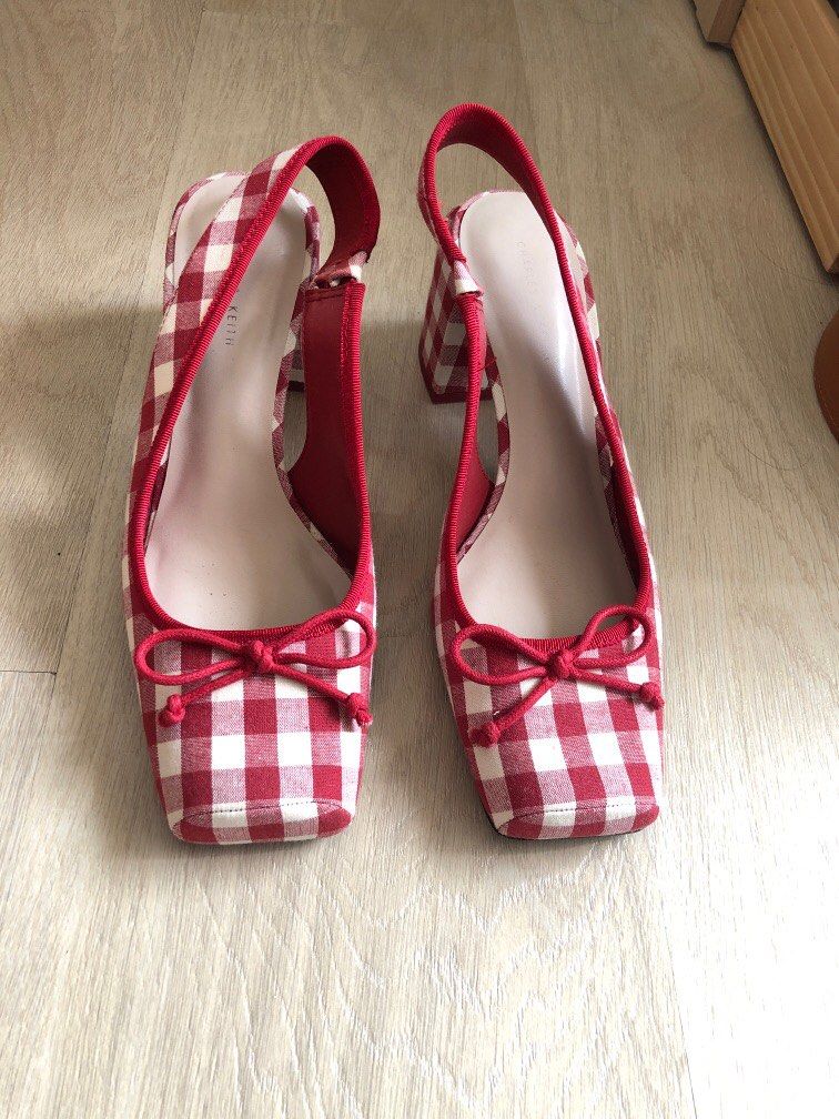 Red gingham shoes sale