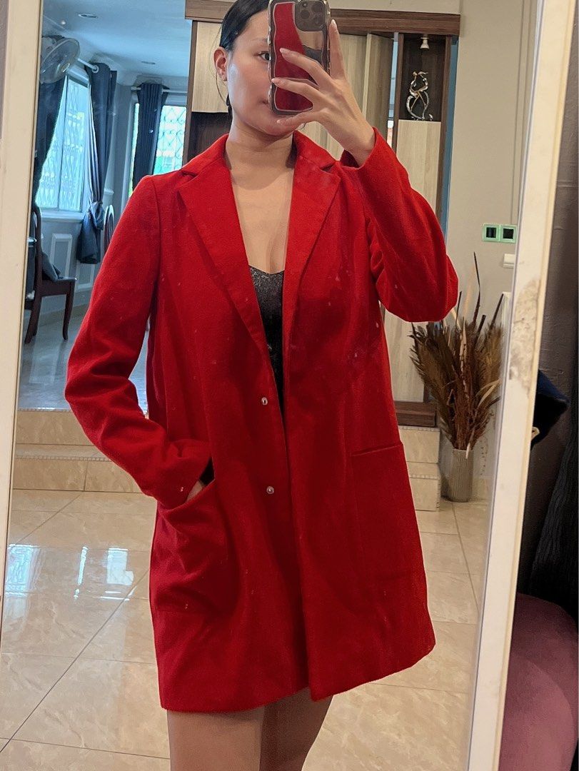 Zara red winter coat Clearance