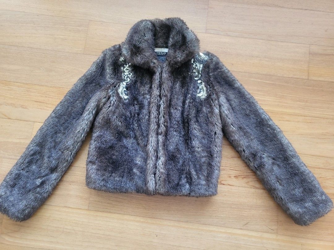 River island blue faux fur best sale coat