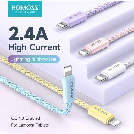 Romoss CB1234 1M 2M USB to Lightn ing Cable Support Max Fast