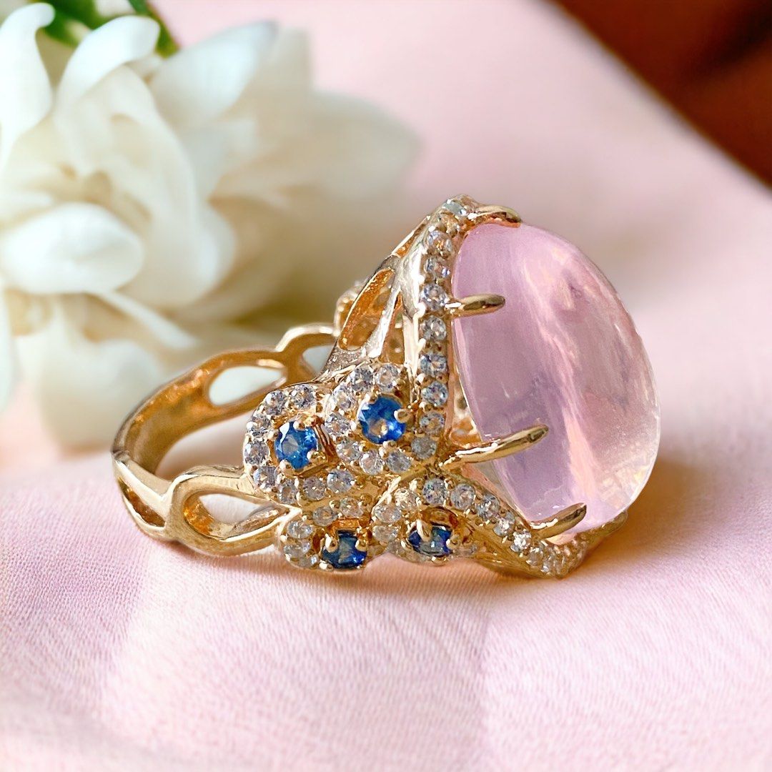 Rose quartz cocktail ring
