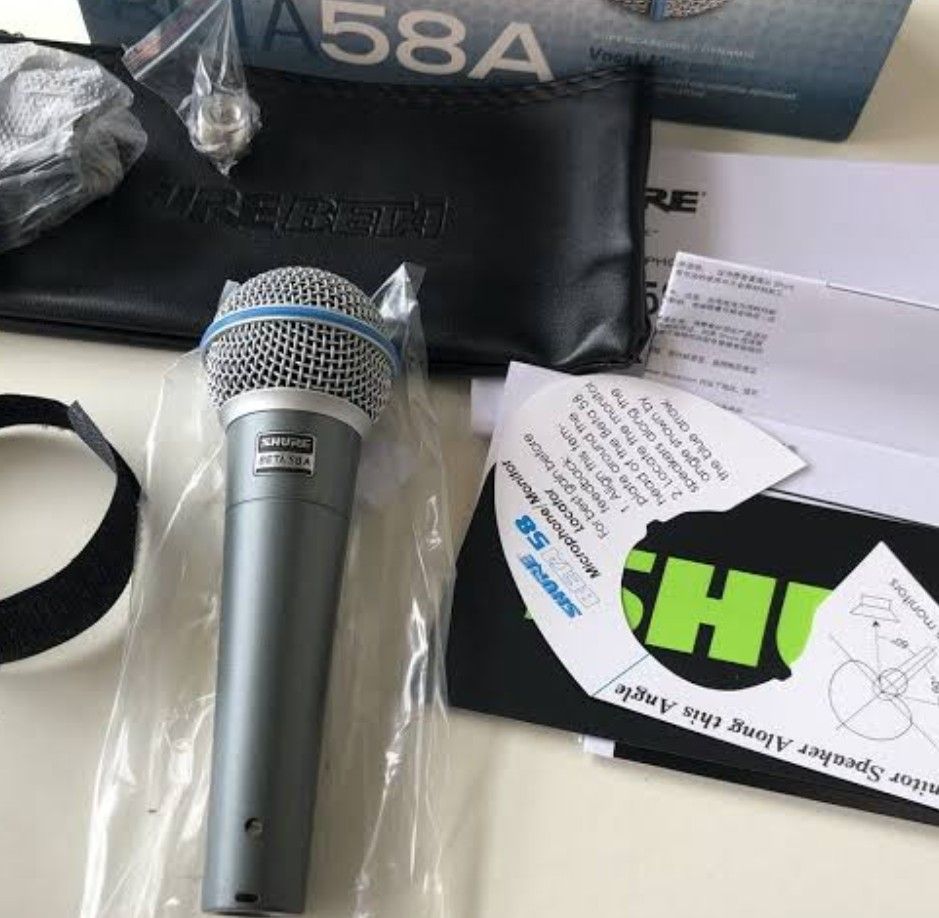 Shure beta 58 not sm58 pg58 sennheiser (Category: Headphones & Headsets) located in Taguig. Submitted by samperez (Listing ID 1263874175, Image 1). Description: Brand New Legit Authentic beware of fakes Shure beta 58a with box, pouchbag, manuals, sticker,micholder, etc etc negotiable Message me your offer, madali naman po ako kausap.....