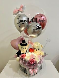 Soap & Dried Wedding Bouquet Flower Balloon Birthday Gift Ideas Home Decoration Housewarming Farewell Newborn Congratulations Get Well Soon Anniversary Wedding Gift Hamper Gift Basket Wedding Bear