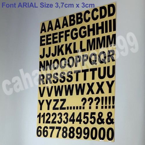 Sticker Alphabet Abjad Huruf ARIAL Font Size 3,7cm x 3cm Sticker Label ...
