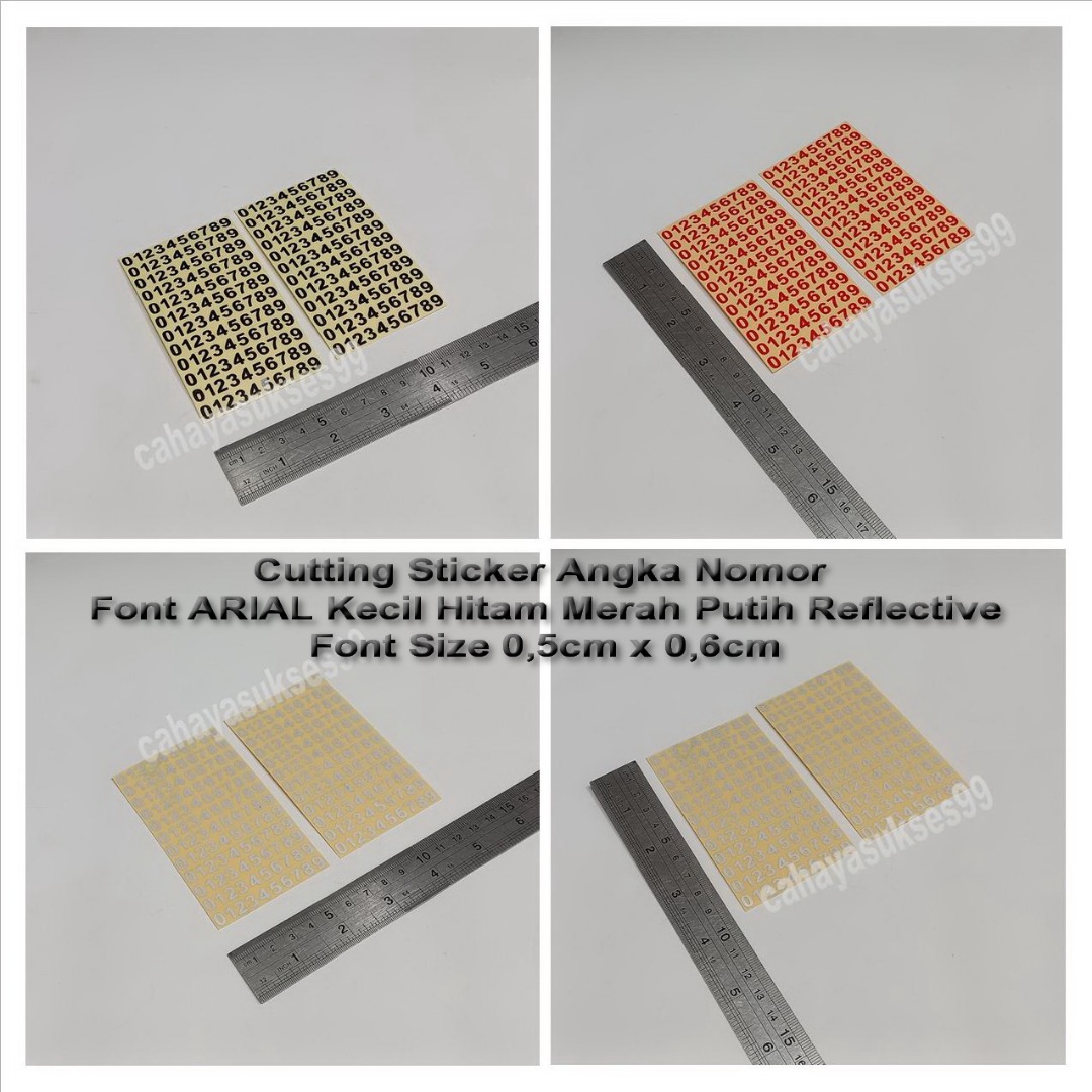 Sticker Angka Nomor Font ARIAL Kecil 0,5cm x 0,6cm Stiker Label Mesin ...