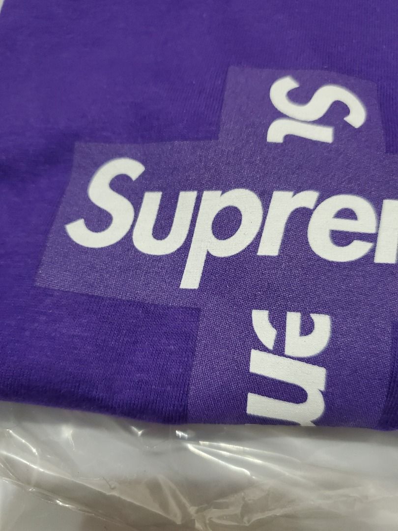 Supreme Cross Box Logo Tee (FW20 Size S Purple), 名牌, 服裝- Carousell