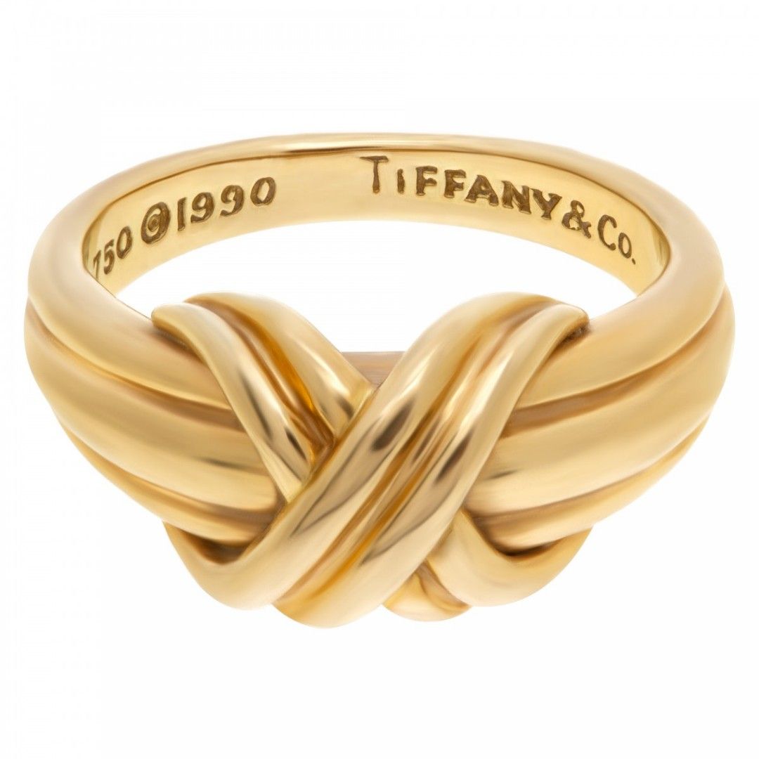 Tiffany Co. Signature X Crossover Ring 750 18k Yellow Gold