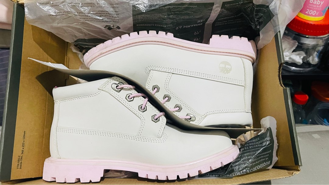 Pink nellie timberland boots store