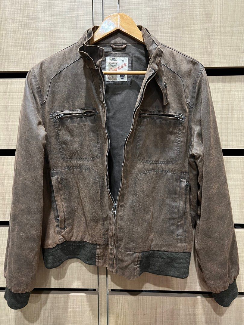 Topman leather 2024 bomber jacket