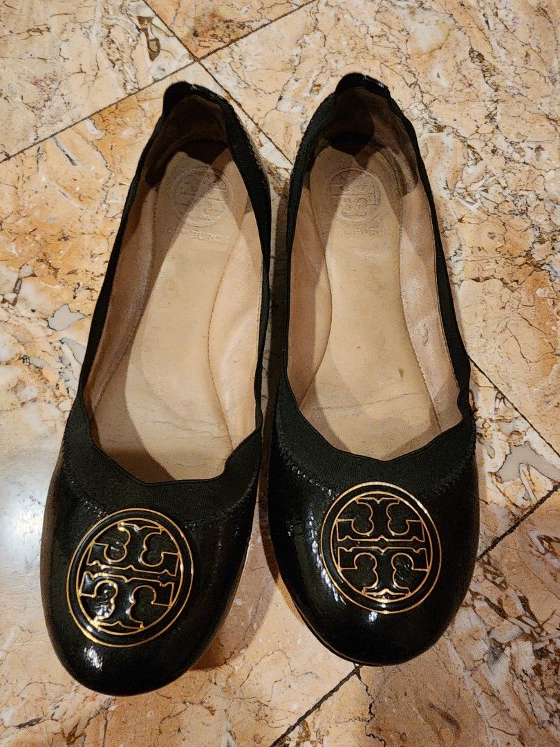 Tory Burch Black flats with gold hardware