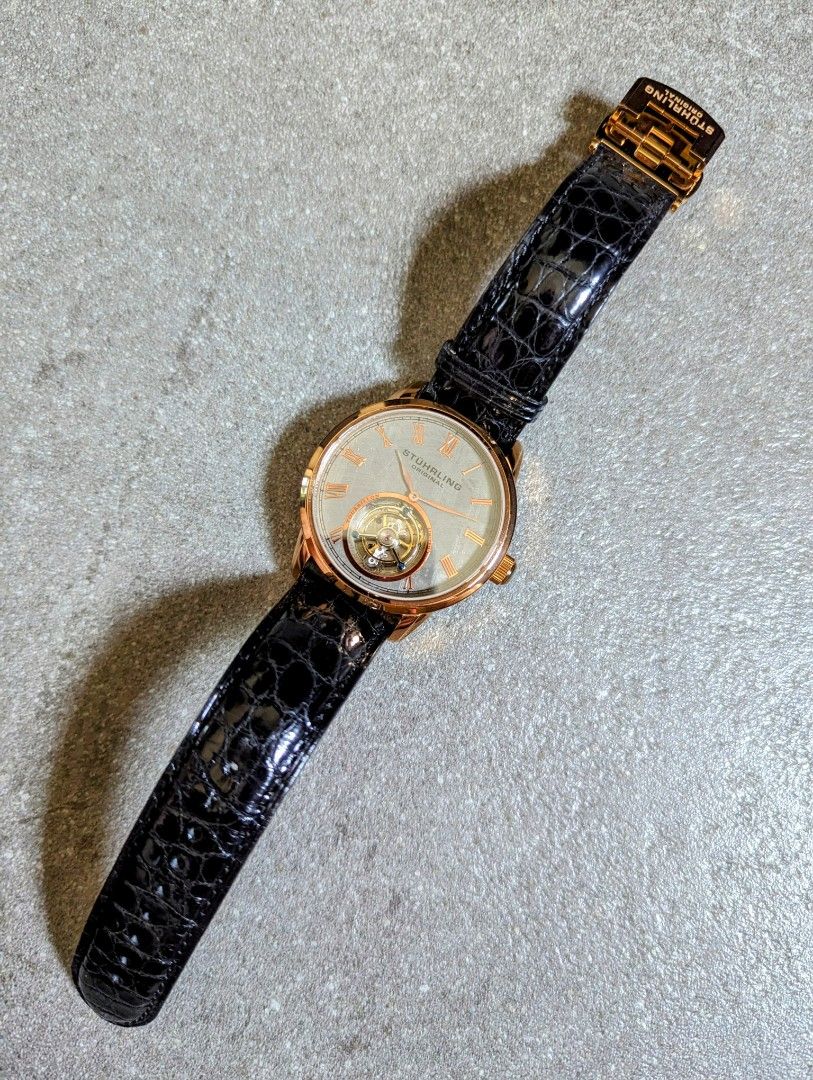 Tourbillion Watch Rose Gold Meteorite Dial Stuhrling
