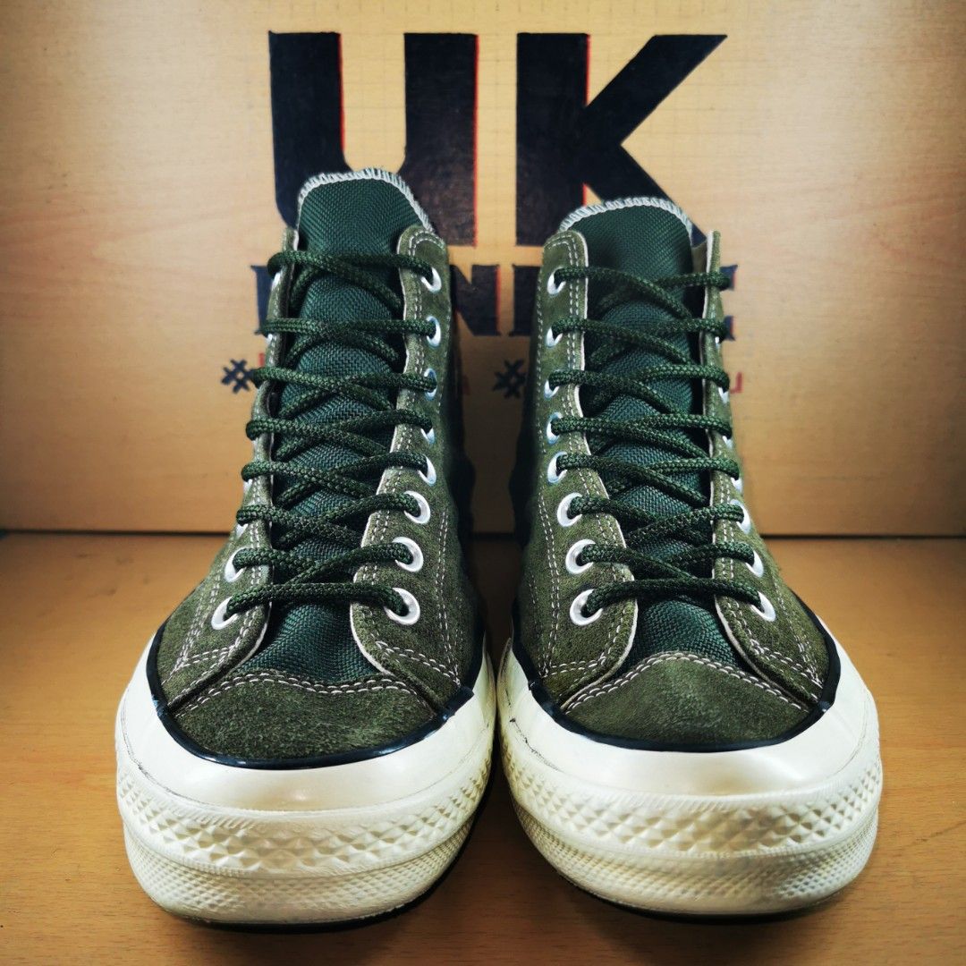 UKBundle UK9.5 28cm Converse Chuck Taylor 1970s All Star Hi Suede Leather Utility Green