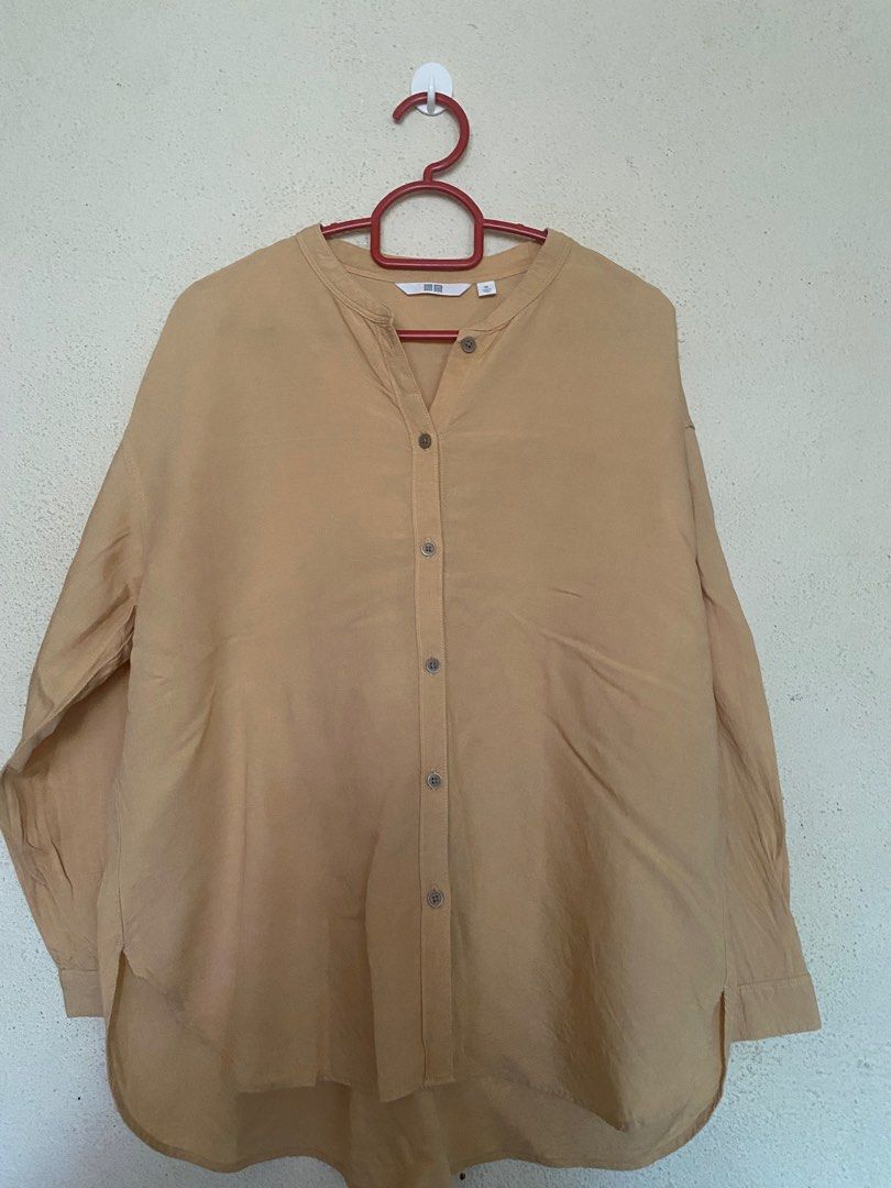 Uniqlo Linen Blend Skipper Collar Blouse, Women's Fashion, Tops, Blouses on  Carousell