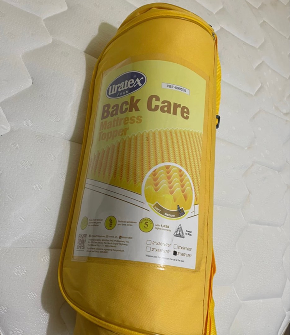 Uratex Foam Back Care Mattress Topper, Furniture & Home Living, Bedding