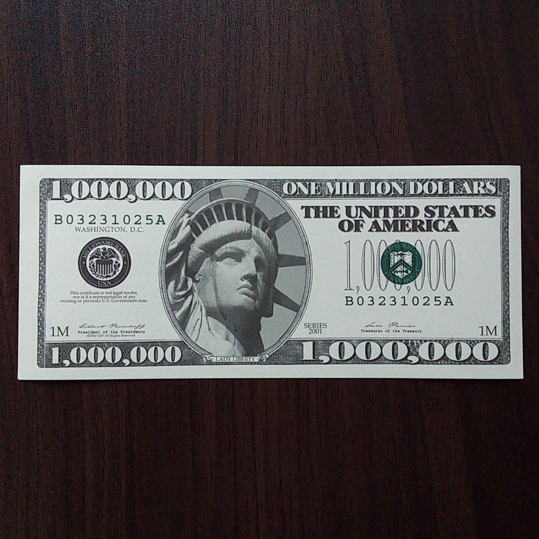 United States $1,000,000 Million Dollar NOVELTY Bill UNC