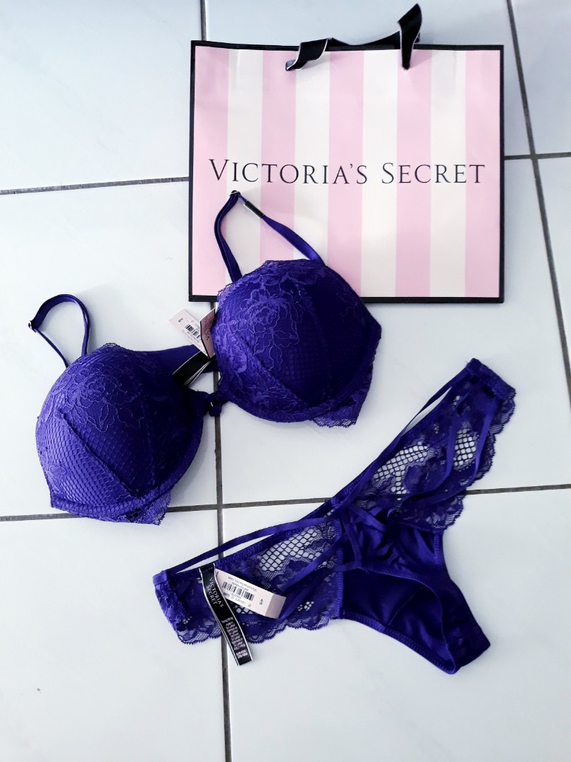 Victoria's secret Bombshell bra Up 2 cup sizes push up bra in Purple lace,  Women's Fashion, New Undergarments & Loungewear on Carousell