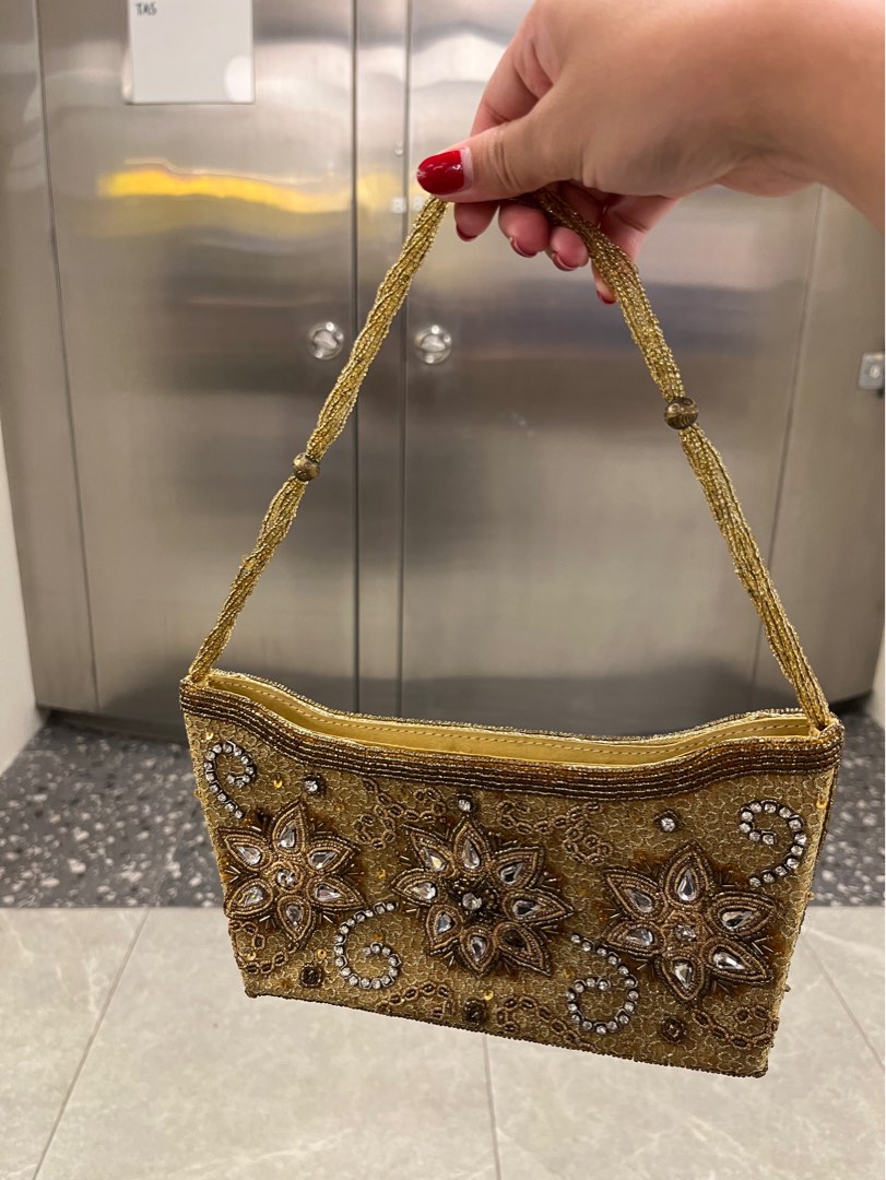 Gold beaded bag hot sale