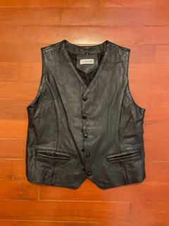 vintage thrifted leather vest